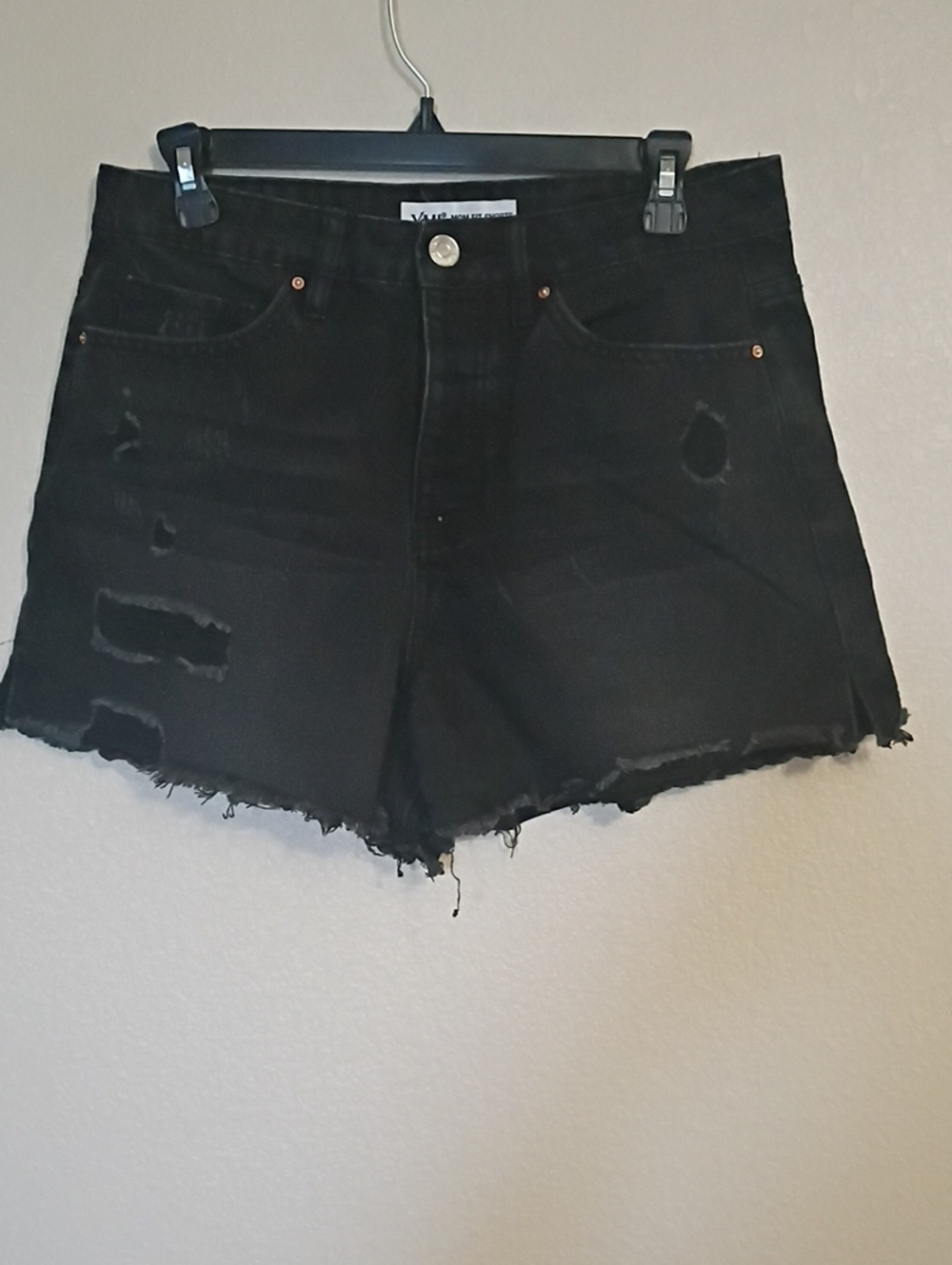 YMI MOM FIT SHORTS Black Distressed High-Rise Jean Shorts
